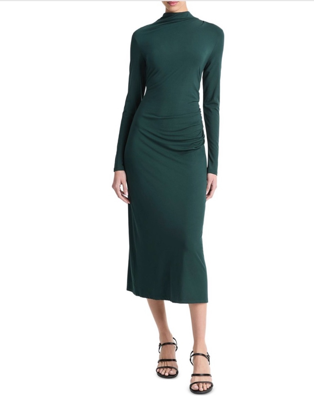 Vince Long Sleeve Midi Dress in Dark Green - brand new with tags